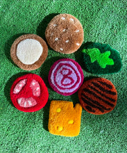 Load image into Gallery viewer, HAND TUFTED CHEESEBURGER COASTERS (PACK OF SEVEN)
