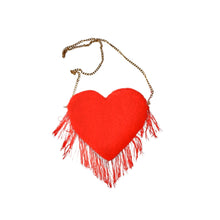 Load image into Gallery viewer, HAND TUFTED HEART FRINGE PURSE
