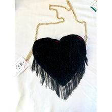 Load image into Gallery viewer, HAND TUFTED HEART FRINGE PURSE
