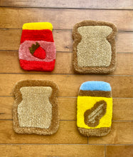 Load image into Gallery viewer, HAND TUFTED PB&amp;J COASTERS (PACK OF FOUR)
