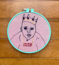 Load image into Gallery viewer, HAND EMBROIDERED NOTORIOUS BIG “ BIGGIE” HOOP
