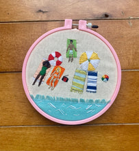 Load image into Gallery viewer, HAND EMBROIDERED BEACH SCENE HOOP
