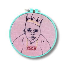 Load image into Gallery viewer, HAND EMBROIDERED NOTORIOUS BIG “ BIGGIE” HOOP
