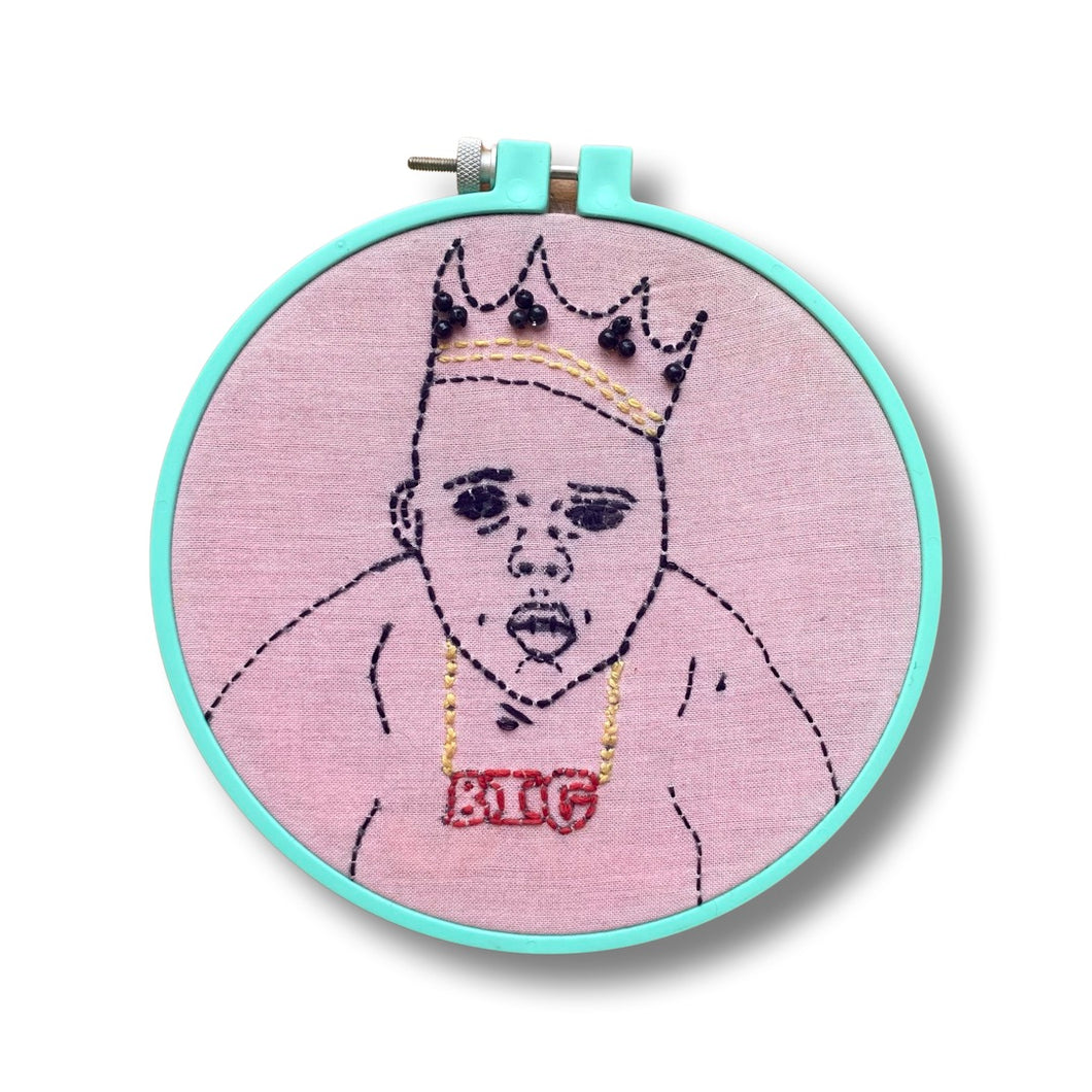 HAND EMBROIDERED NOTORIOUS BIG “ BIGGIE” HOOP