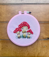 Load image into Gallery viewer, HAND EMBROIDERED MUSHROOM CLUSTER HOOP
