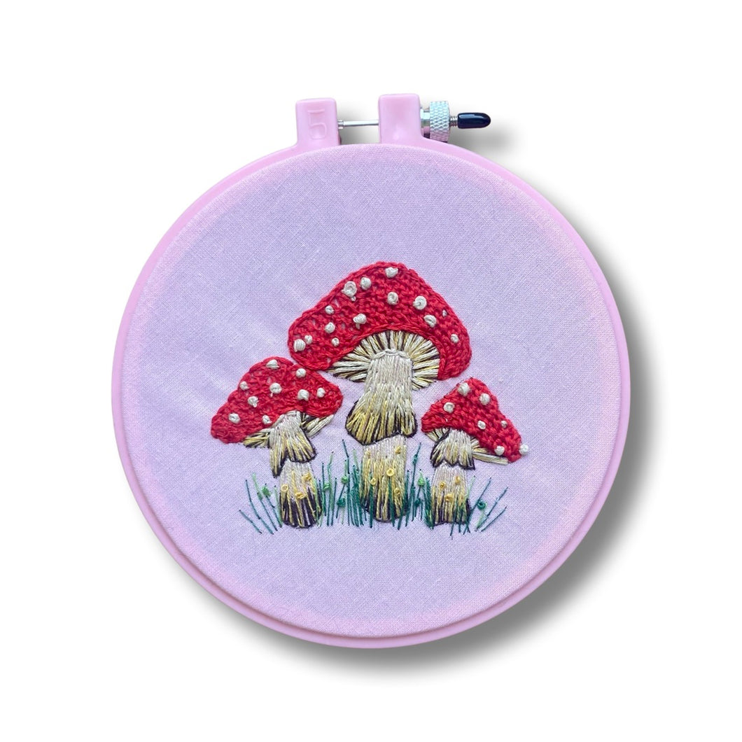 HAND EMBROIDERED MUSHROOM CLUSTER HOOP